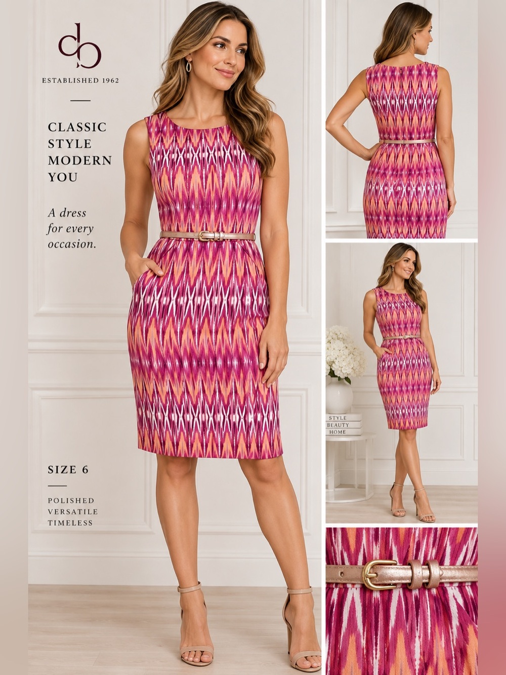 Elizabeth and James Geometric Print Sleeveless Dress Size 6
